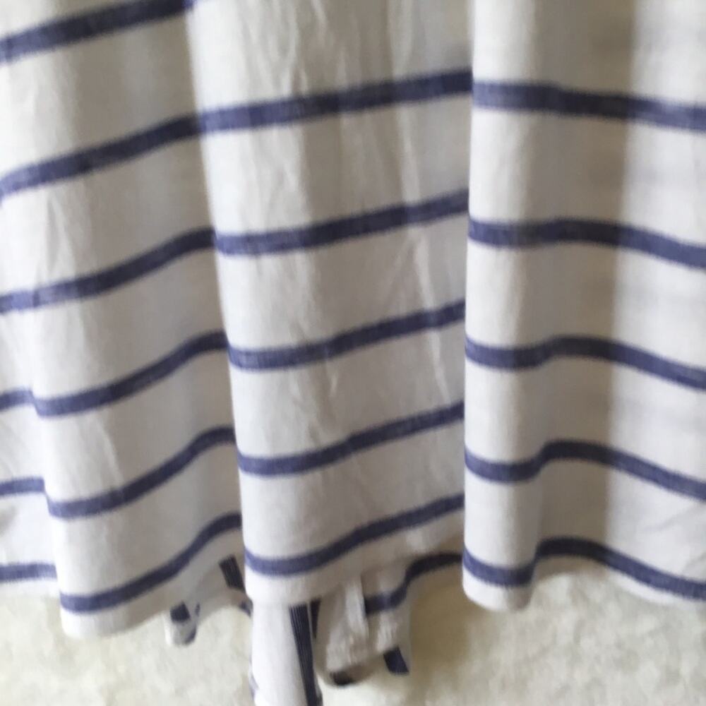Chico's White and Blue Striped Crisscross Back Hi/Lo Tunic - Picture 4 of 16